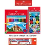 Faber-Castell 2'li Boyama Seti ( 24'lü Kuru Boya + 12'li Sulu Boya + Kalem Seti Hediyeli ) - Beyaz