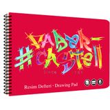 Faber-Castell 35x50 cm 15 Yaprak Logo Spiralli PP Kapak Resim Defteri - 0478 Kırmızı