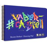 Faber-Castell 35x50 cm 15 Yaprak Logo Spiralli PP Kapak Resim Defteri - 0478 Mavi