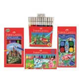 Faber Castell 4 Lü Boyama Seti 12li Çantalı Pastel+sulu+tüp Kuru+keçeli Kalem