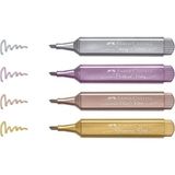 Faber-Castell 46 Fosforlu Kalem 4 Renk Metalik Set Uzun Ömürlü Türkiye Menşeli
