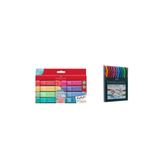 Faber Castell 46 Pastel Fosforlu Kalem Seti (8 Renk) ve 1425 Renkli Tükenmez Kalem 10'lu İkisi Birar