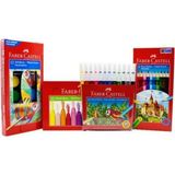Faber-Castell 4'lü Boya Seti 12'li Kuru Sulu Pastel Keçeli Boya Renkli Çizim İçin