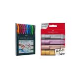 Faber Castell 4'lü Metalik Fosforlu Kalem + 1425 10'lu Tükenmez Kalem Seti