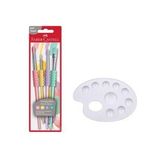 Faber Castell 4'lü Pastel Renkli Fırça ve 1 Adet Resim Paleti