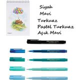 Faber-Castell 5 Adet Broadpen O.8mm Tükenmez Kalem ve A6 Bloknot - 5li Okyanustan Renkler