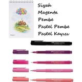Faber-Castell 5 Adet Broadpen O.8mm Tükenmez Kalem ve A6 Bloknot - 5li Sıcak Renkler
