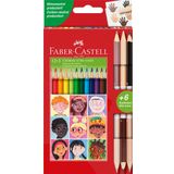 Faber-Castell 511514 - Renkli kalem seti, üçgen, 15 parça, iki renkli ten rengi dahil, çocuklar ve yetişkinler için