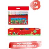 Faber Castell 6x85 gr Klasik Renkler Oyun Hamuru & 20 Renk Keçeli Kalem 2'li Set