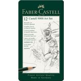 Faber-Castell 9000 Dereceli Kurşun Kalem Seti, 12’li (8B, 6B, 4B, 2B, B, HB, F, H, 2H, 3H, 4H, 5H), Naturel Siyah, Teknik Çizim ve Eskiz İçin, Dayanıklı Uç, Sanat ve Grafik Çalışmaları