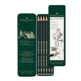 Faber-Castell 9000 Dereceli Kurşun Kalem Seti, 6’lı, Metal Kutu, HB-B-2B-4B-6B-8B, Teknik Çizim ve Eskiz İçin, Dayanıklı Uç, Naturel Siyah