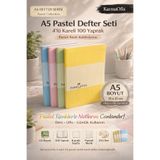 Faber Castell A5 Pastel Defter Seti 4'lü – 100 Yaprak Kareli A5 Defter Pastel Renkli Okul Ofis Not Defteri