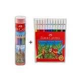 Faber Castell Beyaz 12li Tüp Kuru Boya Ve 12li Keçeli Kalem