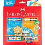 Faber-Castell Bicolor Çift Uçlu Boya Kalemi Seti 24 Adet – 48 Canlı Renk ile Yumuşak ve Keyifli Boyama