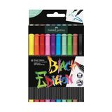 Faber-Castell Black Edition 10 Parça Keçeli Kalem Fırça Uç Çok Renkli Yazım ve Boyama İçin Uygun - Ana Renkler