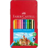 Faber-Castell Boya Kalemi 12'li , Metal Kutu,yumuşak Mineli,parlak Canlı Renkler
