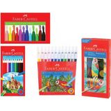 Faber-Castell Boya Seti 12'li Kuru Boya + 12'li Keçeli Kalem + 12'li Pastel Boya