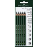 Faber-Castell Castell 9000 119200 kurşun kalem, kauçuk uçlu, sertlik derecesi HB Jumbo Set HB, 2B, 4B, 6B & 8B