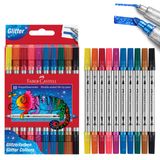 Faber-Castell Çift Uçlu Keçeli Kalem, Simli,10'lu,Dayanıklı ve Parlak Renkler,Su Bazlı Mürekkep
