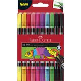 Faber-Castell Çift Uçlu Neon Keçeli Kalem, 10 Renk, İnce ve Kalın Uçlu, Dayanıklı Parlak Renkler, Su Bazlı Mürekkep