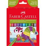 Faber Castell Comfort Fırça Uçlu Keçeli Kalem 12 Renk,Yıkanabilir, Ergonomik ve Çevre Dostu Tasarım