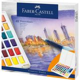 Faber-Castell Creative Studio Tablet Suluboya Seti, 48 Renk, Su Bazlı Pigment, Karıştırma Paleti Ve