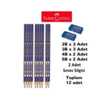 Faber Castell Dereceli Kalem Seti 10 Adet Faber Sınav Silgisi 2 Adet (2b 3 Adet 3b 3 Adet 4b 2 Adet 5b 2adet) TYBBLUY0LXUGN3XJ10