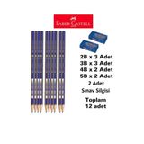 Faber Castell Dereceli Kalem Seti 10 Adet Faber Sınav Silgisi 2 Adet (2b 3 Adet 3b 3 Adet 4b 2 Adet 5b 2adet)