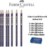 Faber-Castell Dereceli Kalem Seti 7 Kalem ve Siyah Silgi 2B 3B 4B 5B 6B Modelleriyle