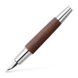 Faber-Castell E-Motion Krom/Ahşap Dolmakalem, Koyu Kahverengi (B) | Yüksek kaliteli kalem ve hediye paketi ile zarif ahşap tasarımlı dolma kalem