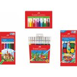 Faber-Castell Ekonomik 12'li Okul Seti Renkli Pastel Boya, Suluboya ve Keçeli Kalemler ile Tam Set