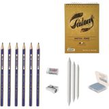 Faber-Castell Faber Castel Eskiz Başlangıç Seti 10 + Dereceli Kalem + A5 Defter + Dağıtıcı Set + Silgi + Açacak + Hamur Silgi