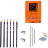 Faber-Castell Faber Castel Eskiz Başlangıç Seti 6 + Dereceli Kalem + A5 Defter + Dağıtıcı Set + Silgi + Açacak + Hamur Silgi