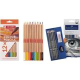 Faber-Castell Faber Castel Goldfaber Dereceli Kalem Çizim Seti 8 Parça ve Art Creation 12'li Kuru Boya Kalemi