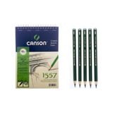 Faber-Castell Faber Castell 9000 Premium Dereceli Kalem Seti ve Canson A5 Boy Spiralli Eskiz Defteri