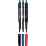 Faber-Castell Faber Castell Asetat Kalemi S 3'lü Siyah Kırmızı Mavi