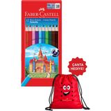 Faber-Castell Faber Castell Karton Kutu Kuru Boya Tam Boy 24 Renk, Ip Askı Çanta Hediye