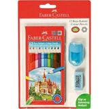 Faber-Castell Faber Castell Kuru Boya 12'li + Silgi +Kalem Traş hediyeli
