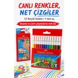 Faber Castell Faber-Castell Okul Boyama Seti - 24 Renk Bicolor Çift Taraflı Kuru Boya + 12'Li Keçeli Kalem Seti