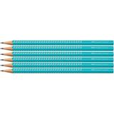 Faber Castell Faber Grip 2001 Uzun Mavi-Turkuaz 6'lı Kuru Boya