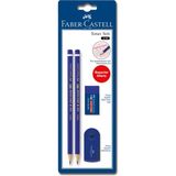 Faber-Castell Faber Sınav Seti 2 Sınav Kalemi Mavi Renkli Kalemler, Silgi ve Kalemtıraş