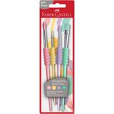 Faber Castell Fırça Seti 4'lü Paket 4-8-10-12 Numara Faber Castell Fırça Seti 4'lü Paket Pastel Seri