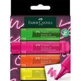 Faber-Castell Fosforlu Kalem 4'lü 1 Paket Textliner Fosforlu Canlı Renkler Kesik Uçlu Işaretleme Kalemi Sarı Turuncu Yeşil Pembe