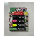 Faber-Castell Fosforlu Kalem Seti 4’lü, Şeffaf Gövde, 7 Farklı Renk, Yeniden Doldurulabilir