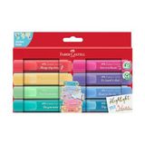 Faber-Castell Fosforlu Kalem Seti, 8’li, Pastel Renkler, Kutulu, Su Bazlı Mürekkep, Kesik Uç, 3 Farklı Çizgi Kalınlığı