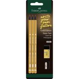 Faber-Castell Gold Edition Sınav Seti 3 Kalem 1 Silgi 1 Kalemtıraş Altın Renkli
