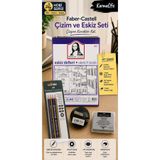 Faber Castell Goldfaber Çizim Eskiz Seti | A5 120 Gr 50 Yaprak Eskiz Defteri | 4'lü Dereceli Kalem | Hamur Silgi | Siyah UFO Kalemtraş