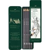 Faber-Castell Graphite Aquarelle Suda Çözünür Çizim Kalemi 5'li Metal Kutu