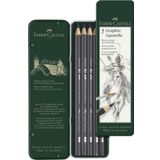 Faber-Castell Graphite Aquarelle Suda Çözünür Çizim Kalemi 5`Li Metal Kutu