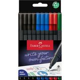 Faber-Castell Grip Finepen İnce Keçe Uçlu Kalem Seti, 10’lu, Ofis ve Günlük Kullanım, 0.4 mm Hassas Uç, Metal Destekli, Ergonomik Üçgen Gövde